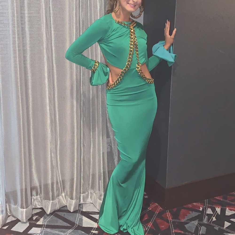 SOLD Emerald green evening gown ONE OF A KIND !